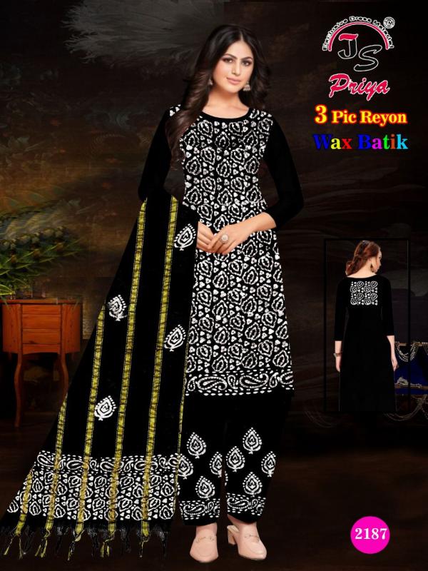 Js Priya Rayon Batic Special Cotton Designer Dress Material